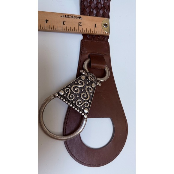 Spirit Coldwater Creek Brown Italian Leather Woven Wide Waist Belt  M Boho main image 7